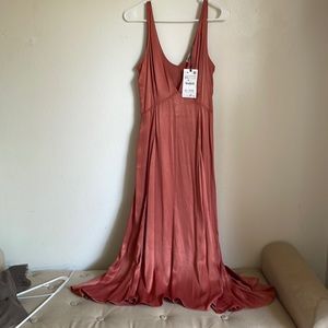 Zara Deep V Cut Midi Dress Size Xs - image 1